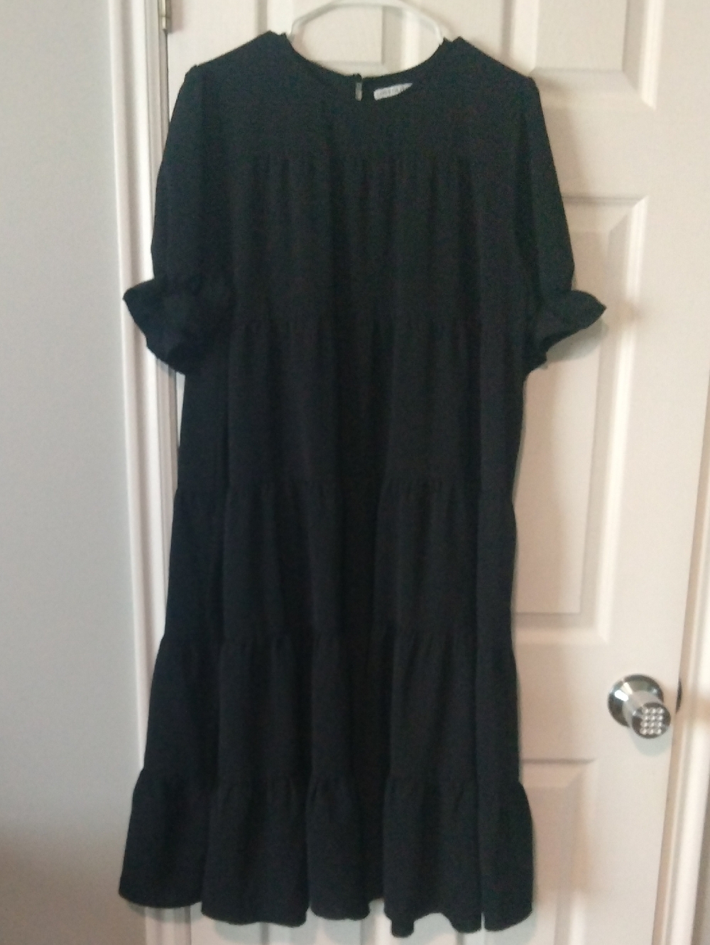 Black Tiered Short-Sleeve Women’s Dress With Ruffle Sleeves by Love Olive co.